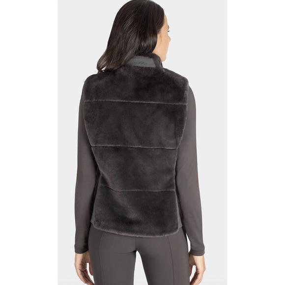 NEW EQUILINE licorice eco-fur women's vest in liquorice - Picture 2 of 3